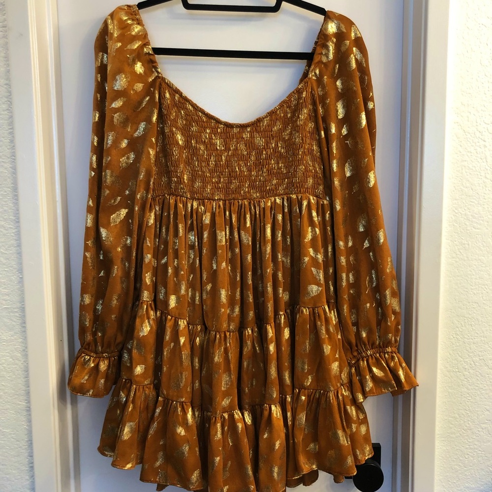 VICI Dress with Gold Feathers